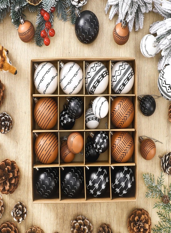 Simgoing 36 Pcs Western Christmas Ornaments Black and White Christmas Ornaments Balls Set Boho Aztec Vintage Shatterproof Hanging Decoration for Xmas Home Halloween Holiday Party Decor, 2 Sizes - Image 1